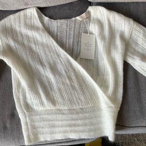New Sezane off white Parisian wrap sweater